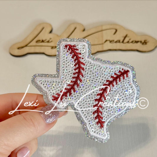 Texas Baseball Hat Patch | Sequin Baseball Patch | Texas State Patch | Baseball Mom Hat Patch | Trucker Hat Patch | Patch Bar Supply