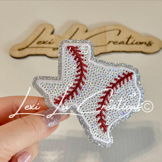 Texas Baseball Hat Patch | Sequin Baseball Patch | Texas State Patch | Baseball Mom Hat Patch | Trucker Hat Patch | Patch Bar Supply