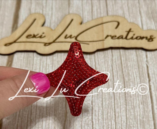 Red Bling Diamond Sequin Star Hat Patch | Sequin Star Patch | Bling Hat Patch | Trucker Hat Patch