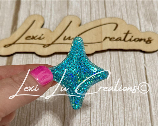 Turquoise Bling Diamond Sequin Star Hat Patch | Sequin Star Patch | Bling Hat Patch | Trucker Hat Patch