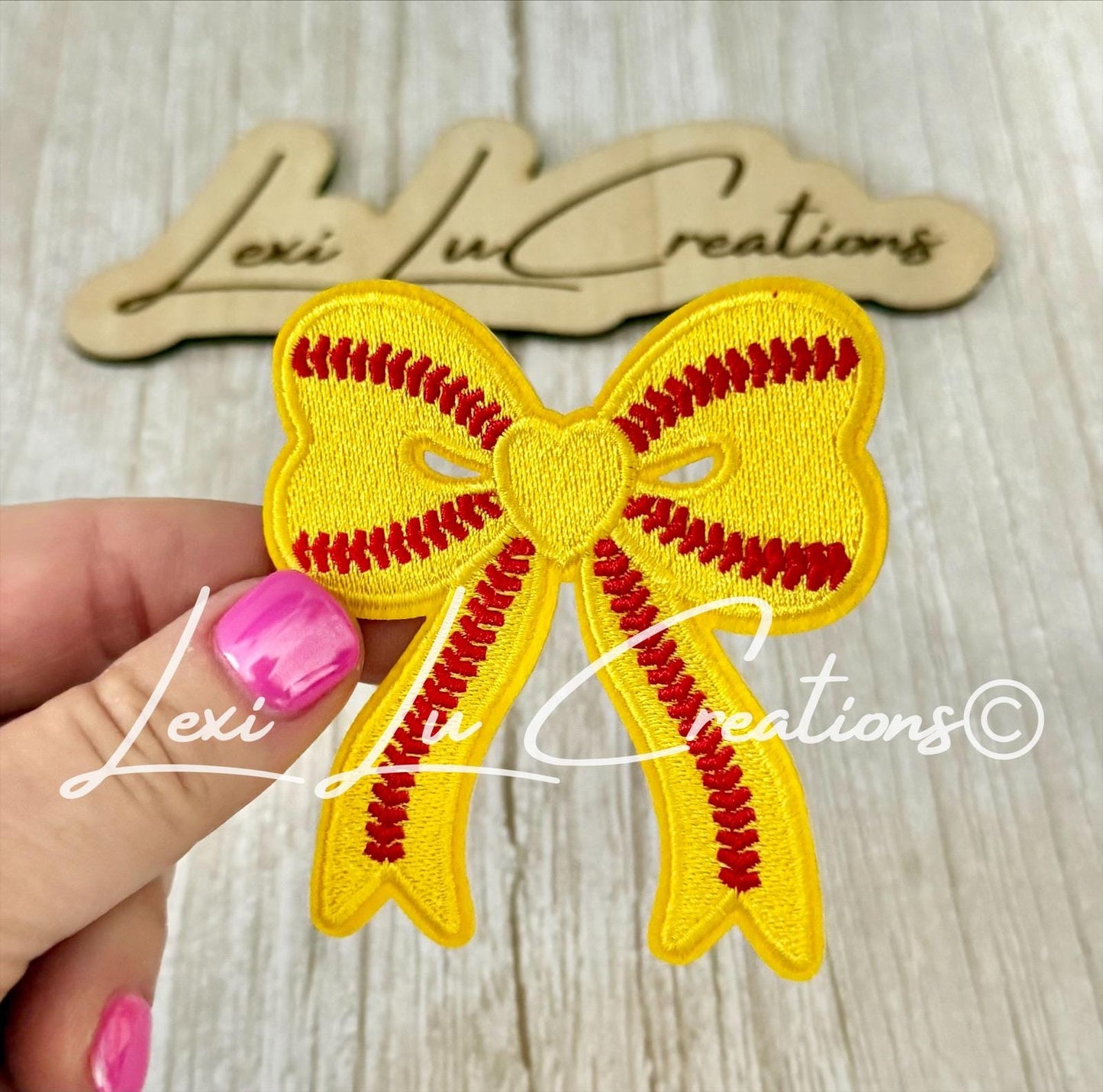 Softball Bow Hat Patch | Softball Stitch Bow Patch | Trucker Hat Patch | Game Day Hat | Patch Bar Supply