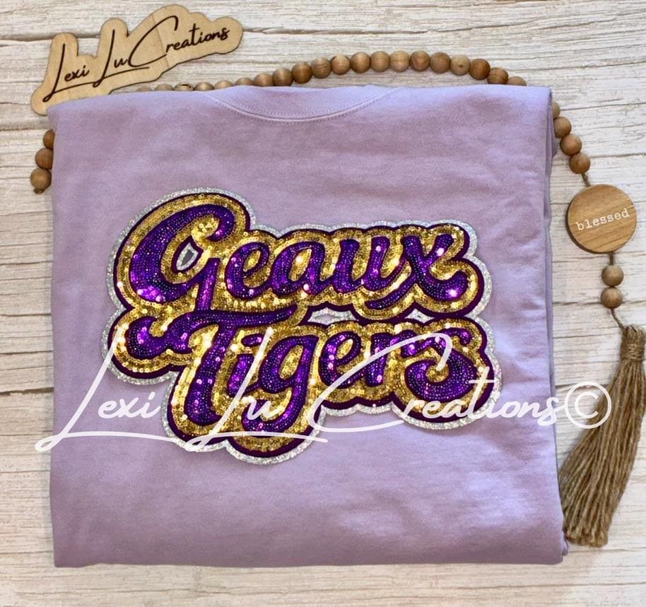 Geaux Tigers Shirt | LSU Sequin Shirt | Purple Gold Tigers Tee | LSU Game Day Shirt | Sparkle Tigers Apparel