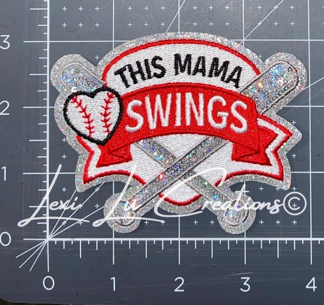 This Mama Swings Hat Patch | Baseball Mom Trucker Hat Patch | Sequin Hat Patch | Patch Bar Supply | Sports Mom Hat