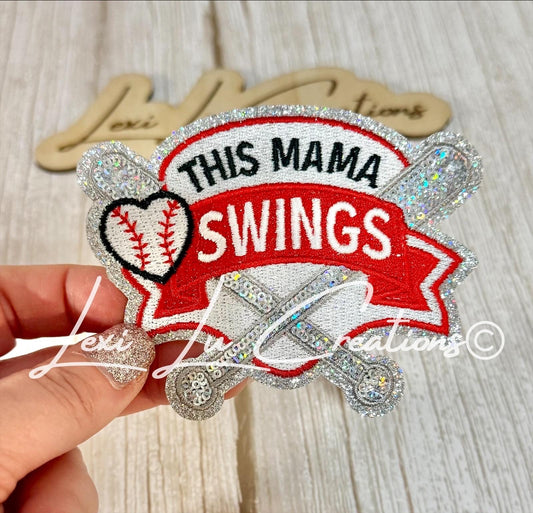 This Mama Swings Hat Patch | Baseball Mom Trucker Hat Patch | Sequin Hat Patch | Patch Bar Supply | Sports Mom Hat