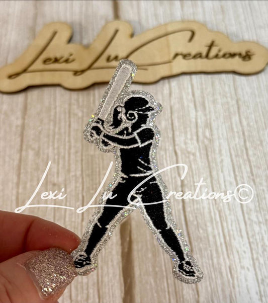 Softball Player Silhouette Hat Patch – Sequin Sports Patch