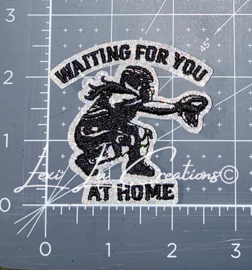 Waiting For You At Home Softball Catcher Hat Patch | Sports Mom Bling Patch | Softball Player Patch | Mom Hat Patch | Sports Mom Hat