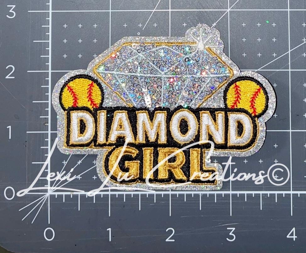 Softball Diamond Girl Hat Patch | Softball Mom Patch | Sequin Hat Patch | Bling Sports Patch | Trucker Hat Patch | Patch Bar Supply