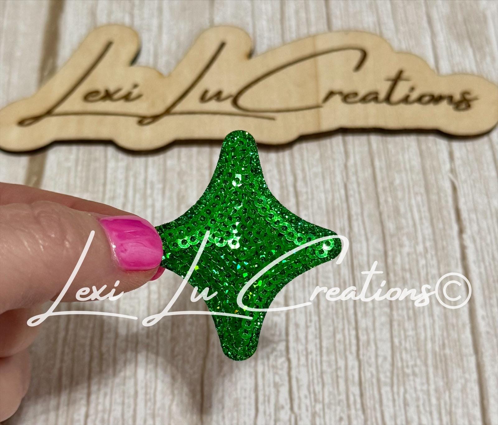 Green Bling Diamond Sequin Star Hat Patch | Sequin Star Patch | Bling Hat Patch | Trucker Hat Patch