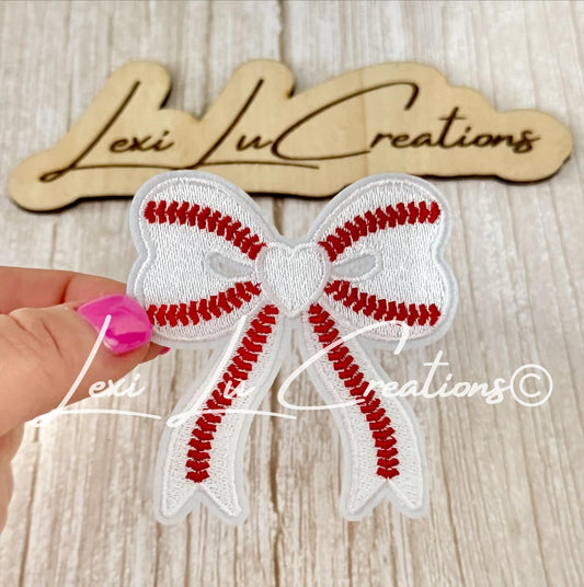 Baseball Bow Hat Patch | Baseball Stitch Bow Patch | Trucker Hat Patch | Game Day Hat | Patch Bar Supply