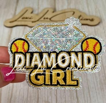 Softball Diamond Girl Hat Patch | Softball Mom Patch | Sequin Hat Patch | Bling Sports Patch | Trucker Hat Patch | Patch Bar Supply