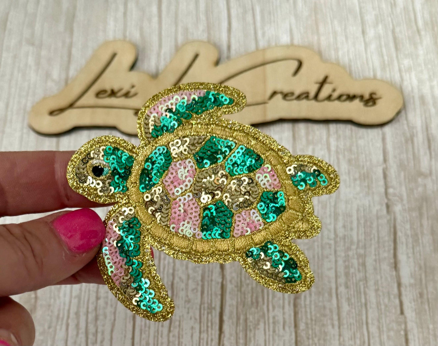Turtle Sequin Iron On Patch| Hat Patches | Summer | Beach