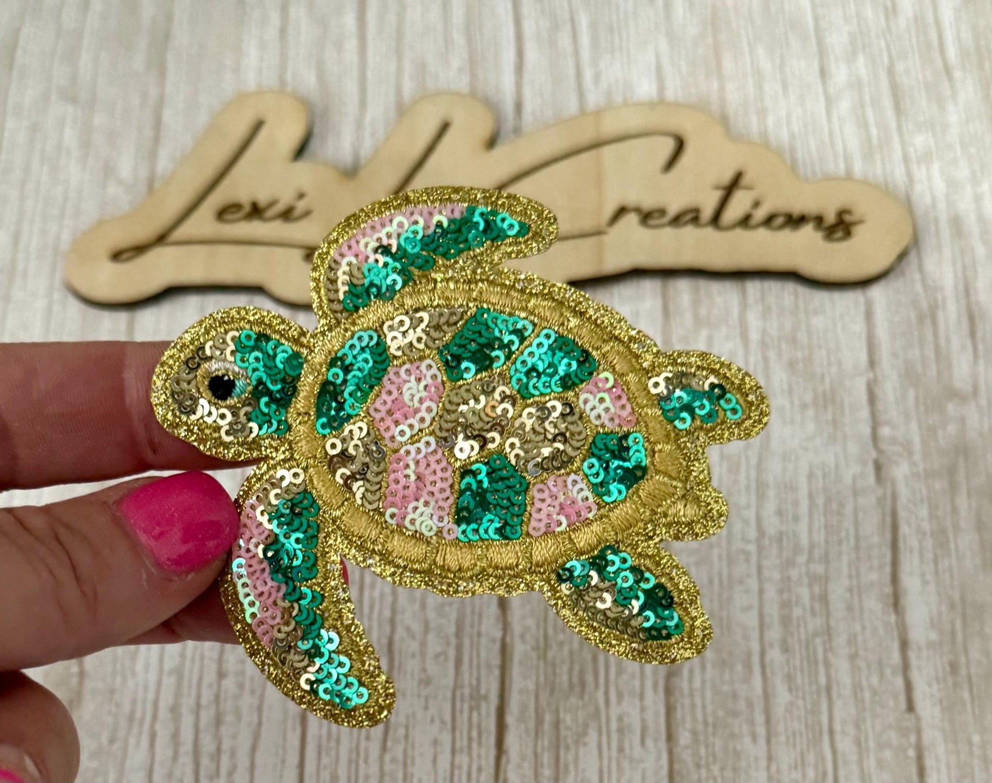 Turtle Sequin Iron On Patch| Hat Patches | Summer | Beach