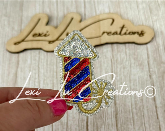 Firecracker Red White and Blue Iron On Hat Patch | Sequin and Embroidery Patch | 4th of July | USA | America