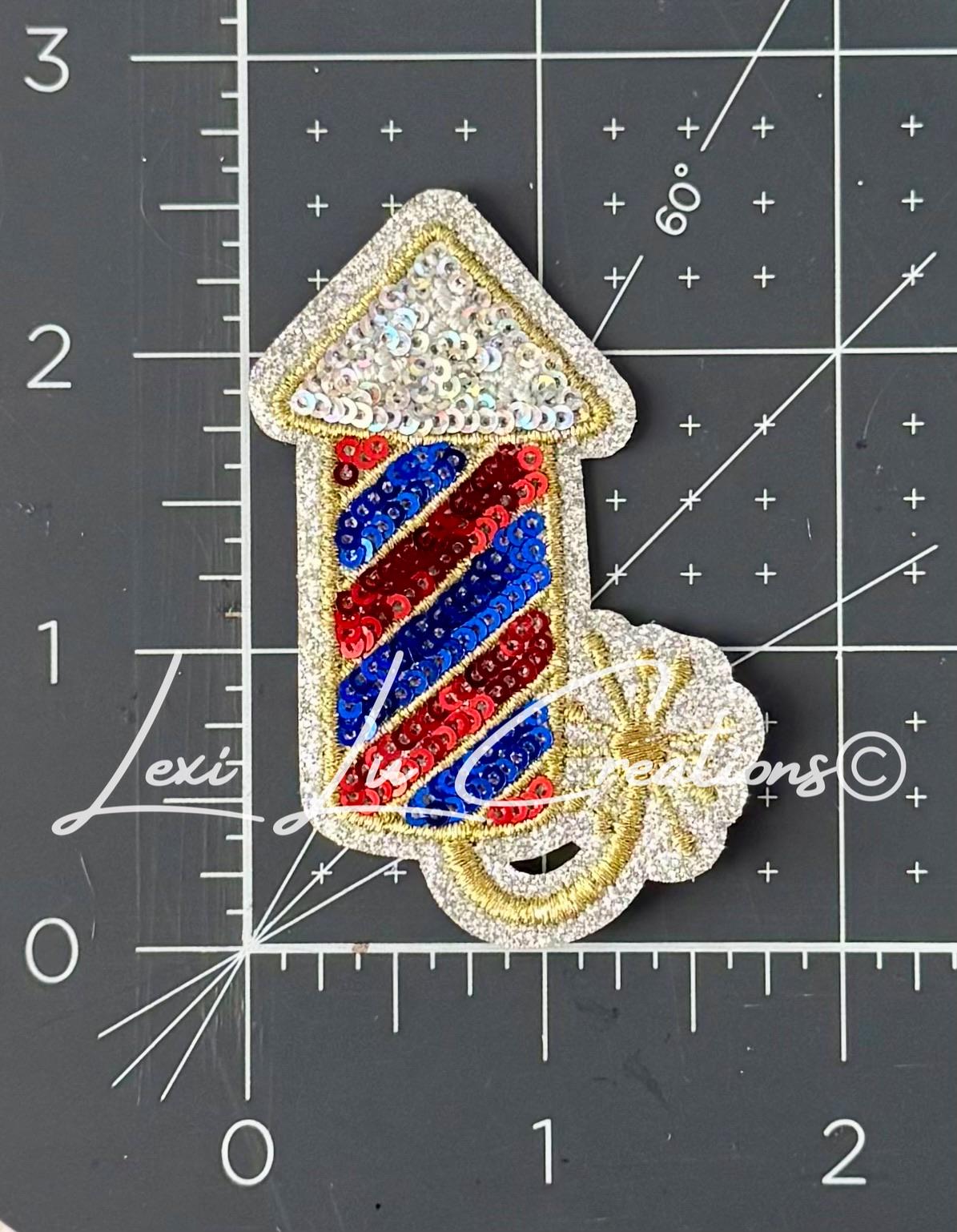 Firecracker Red White and Blue Iron On Hat Patch | Sequin and Embroidery Patch | 4th of July | USA | America