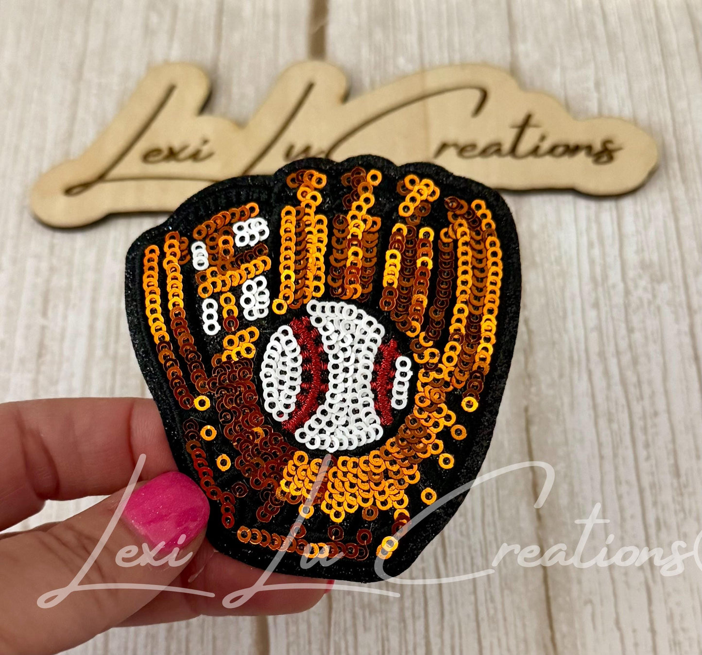 Sequin Baseball Glove Patch | Sports Iron On | Game Day Appliqué | Baseball Mom