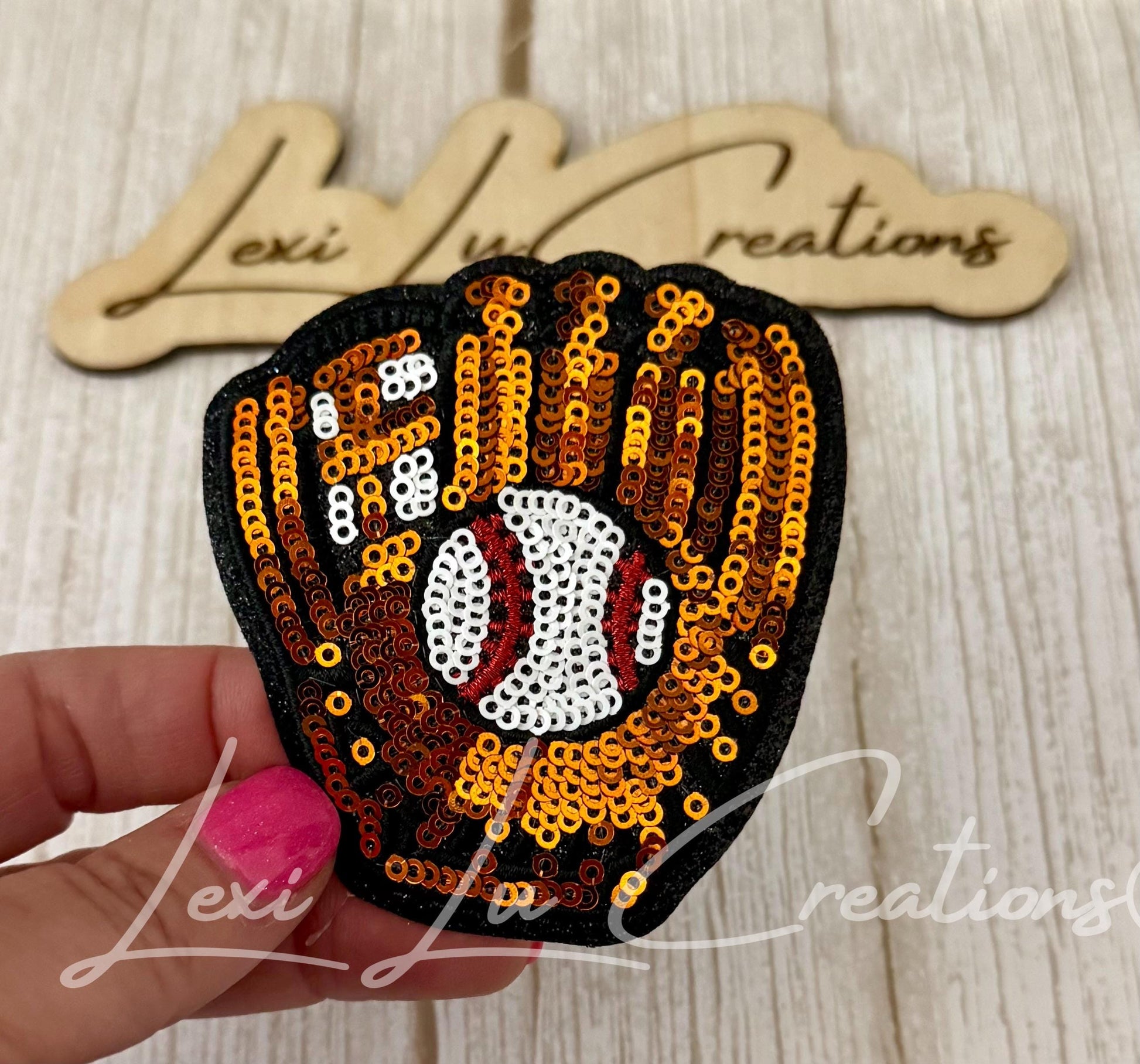 Sequin Baseball Glove Patch | Sports Iron On | Game Day Appliqué | Baseball Mom