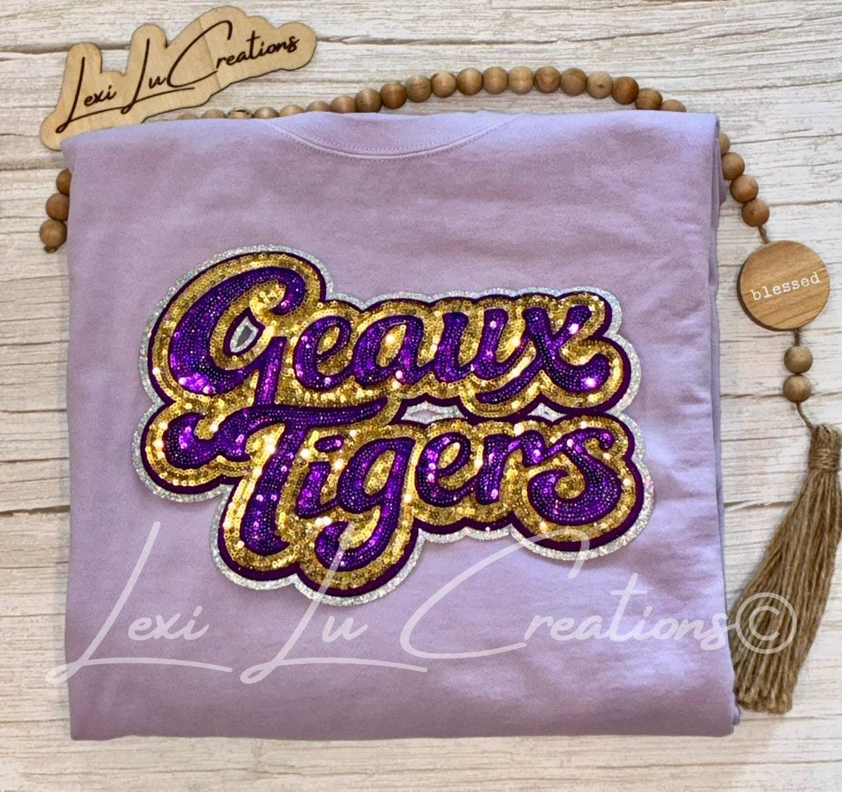 Geaux Tigers Purple & Gold Sequin Long Sleeve Shirt