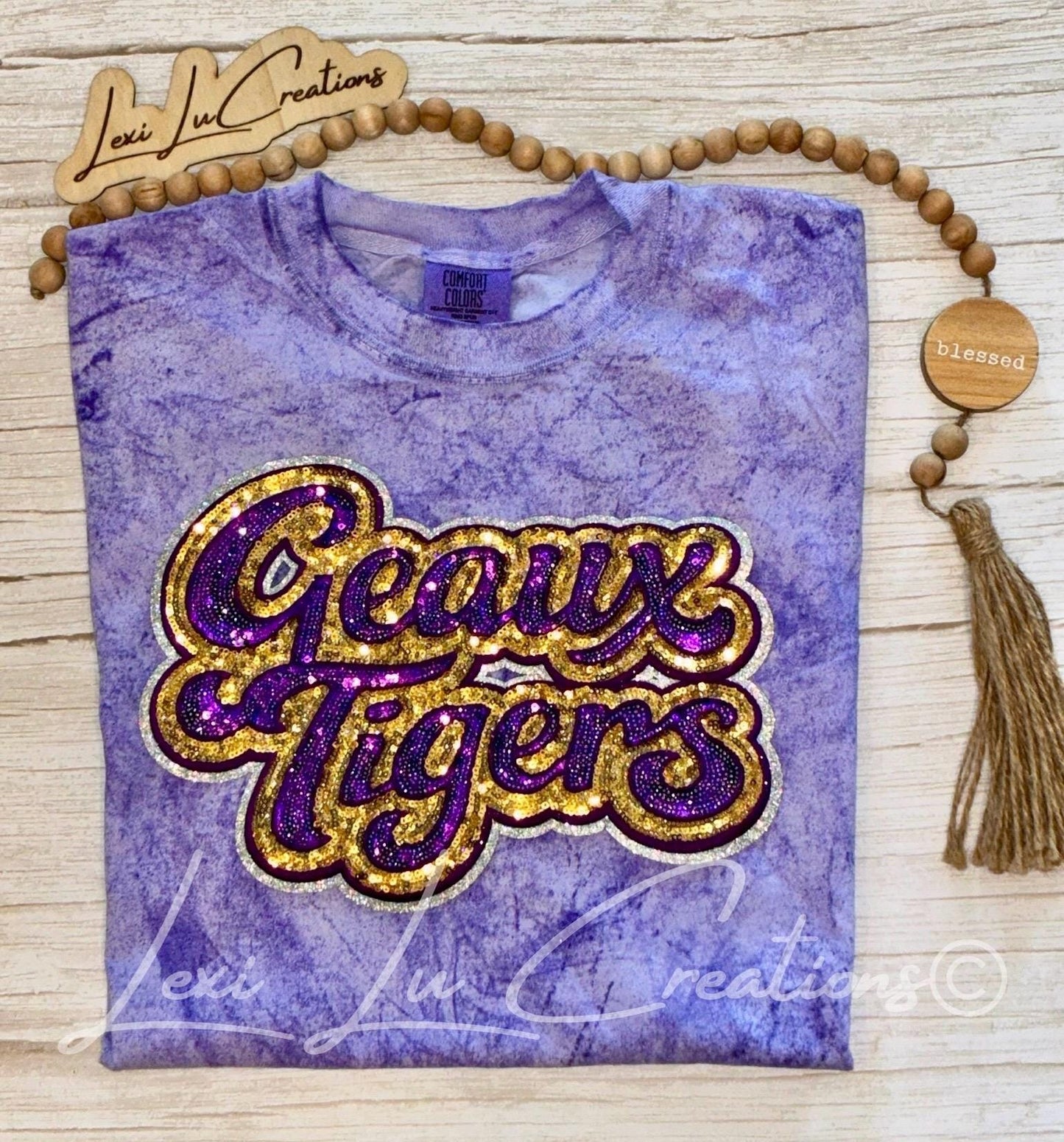 Geaux Tigers Purple & Gold Sequin Long Sleeve Shirt