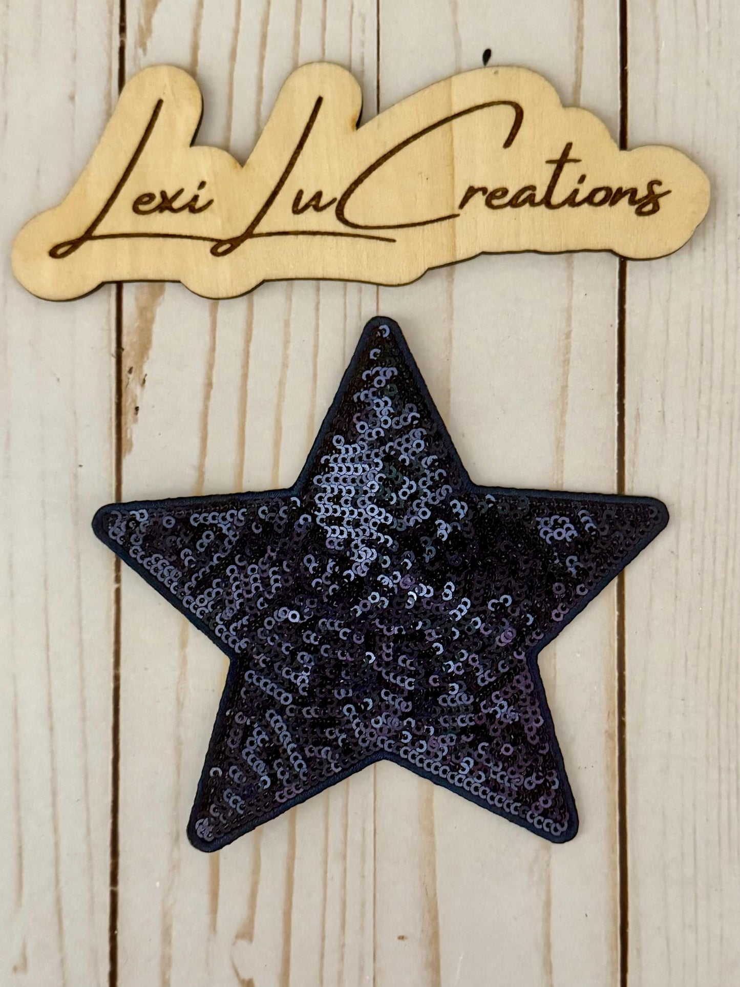 Navy Sequin Star Patch | 5 in Appliqué | Boutique Patch for Hats Jackets and Bags