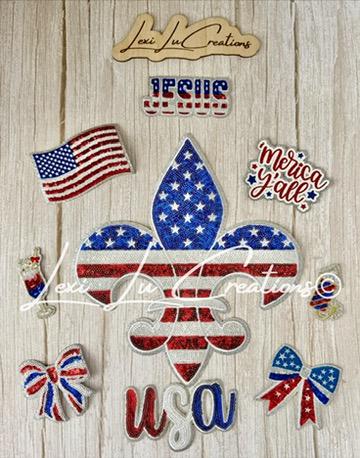 Red White and Drink Iron On Patch| Coquette Hat Patches | 4th of July Patch | USA | Sequin Patch