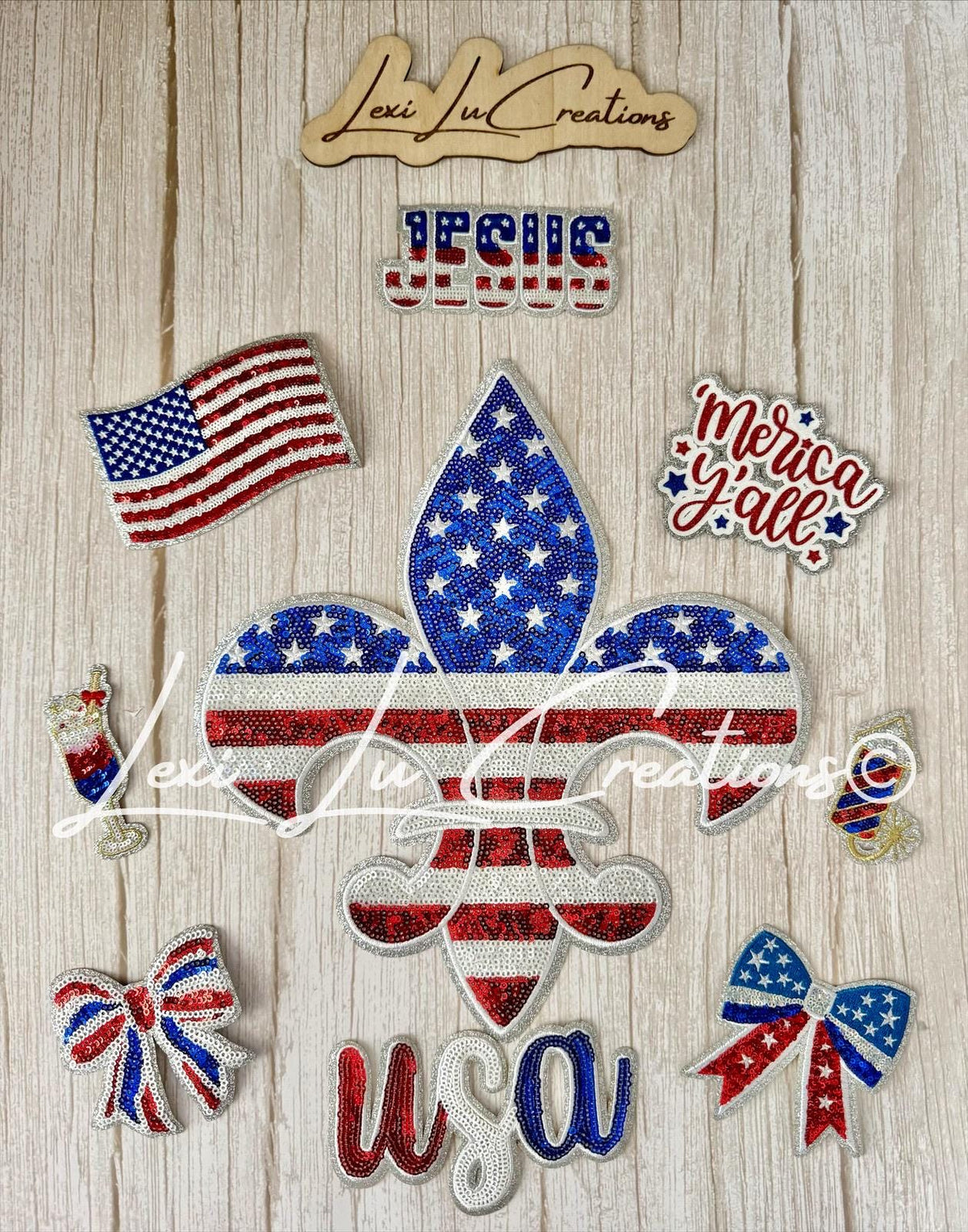 Red White and Blue Iron On Bow Hat Patch | Sequin and Embroidery Patch | 4th of July | USA | America | Flag Patch