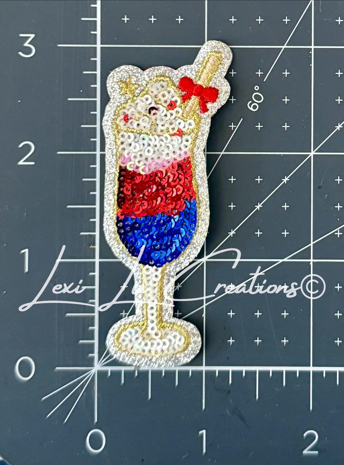 Red White and Blue Drink Iron On Hat Patch | Sequin and Embroidery Patch | 4th of July | USA | America