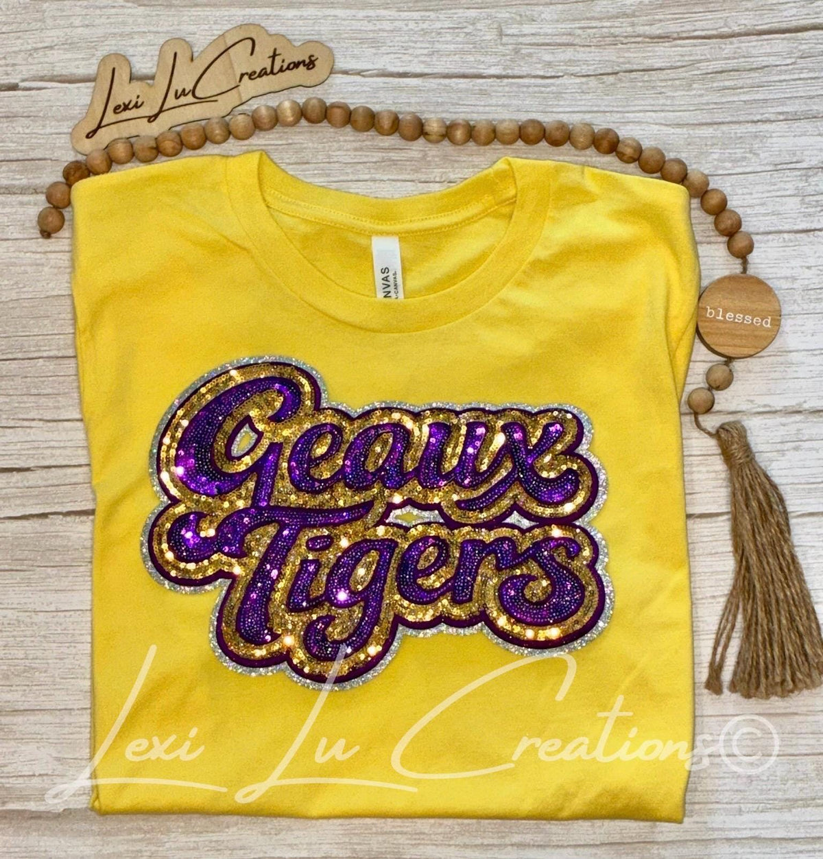 Geaux Tigers Purple & Gold Sequin Sweatshirt