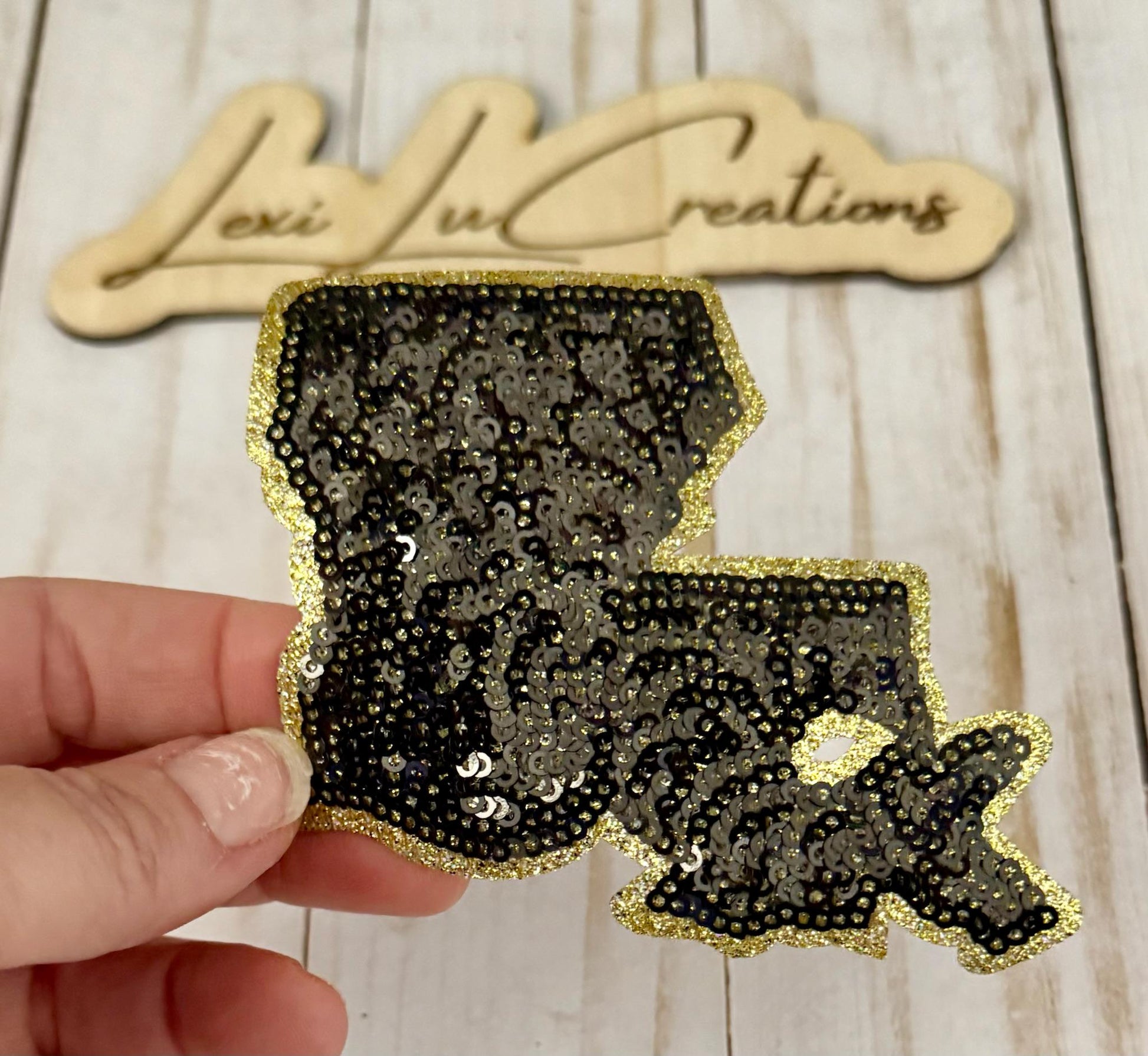 Black and Gold Louisiana Sequin Patch | Saints Iron On Appliqué | Who Dat