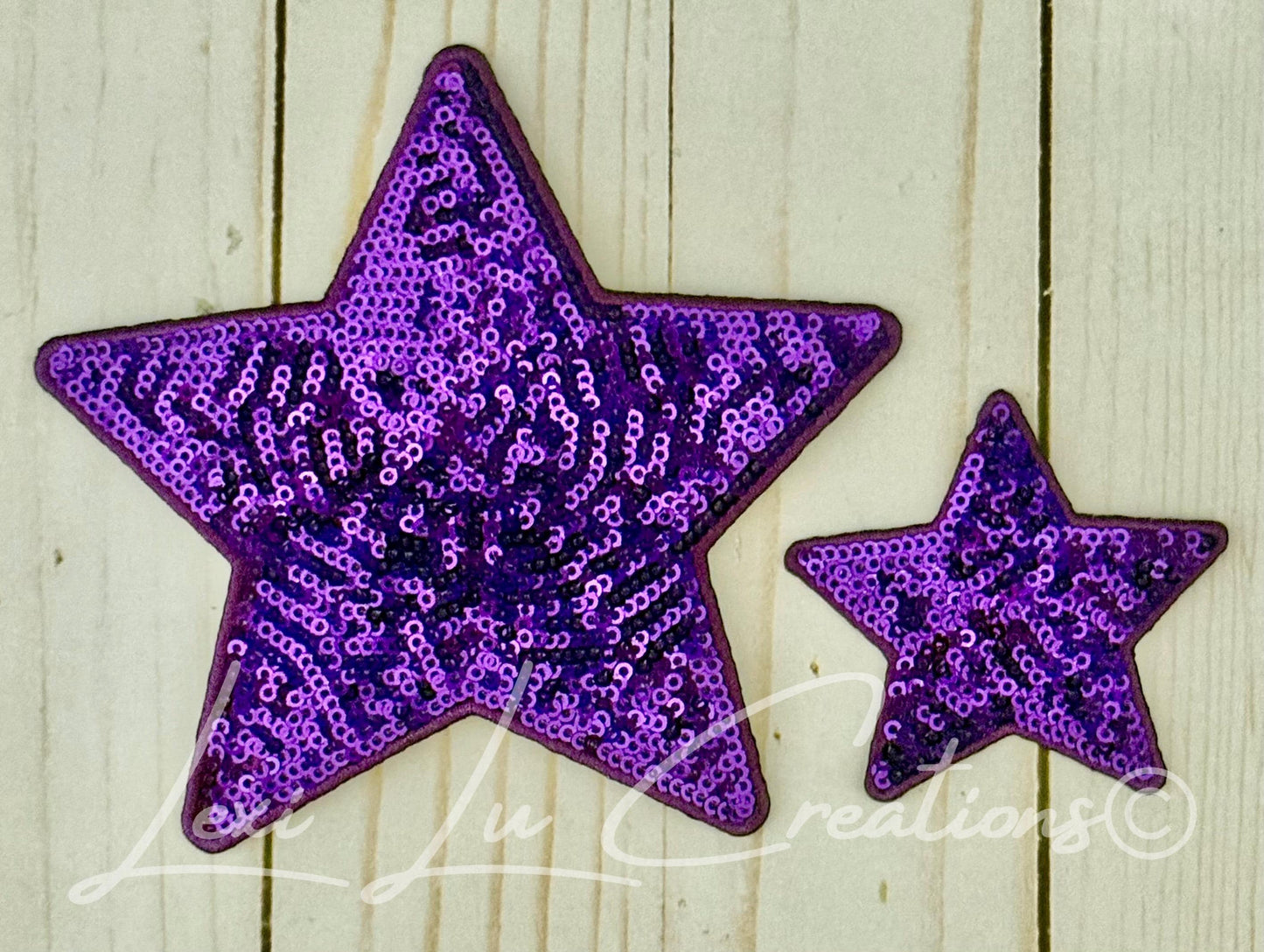 Purple Sequin Star Patch | Small and Large Star Appliqué | Boutique Patch for Hats Jackets and Bags