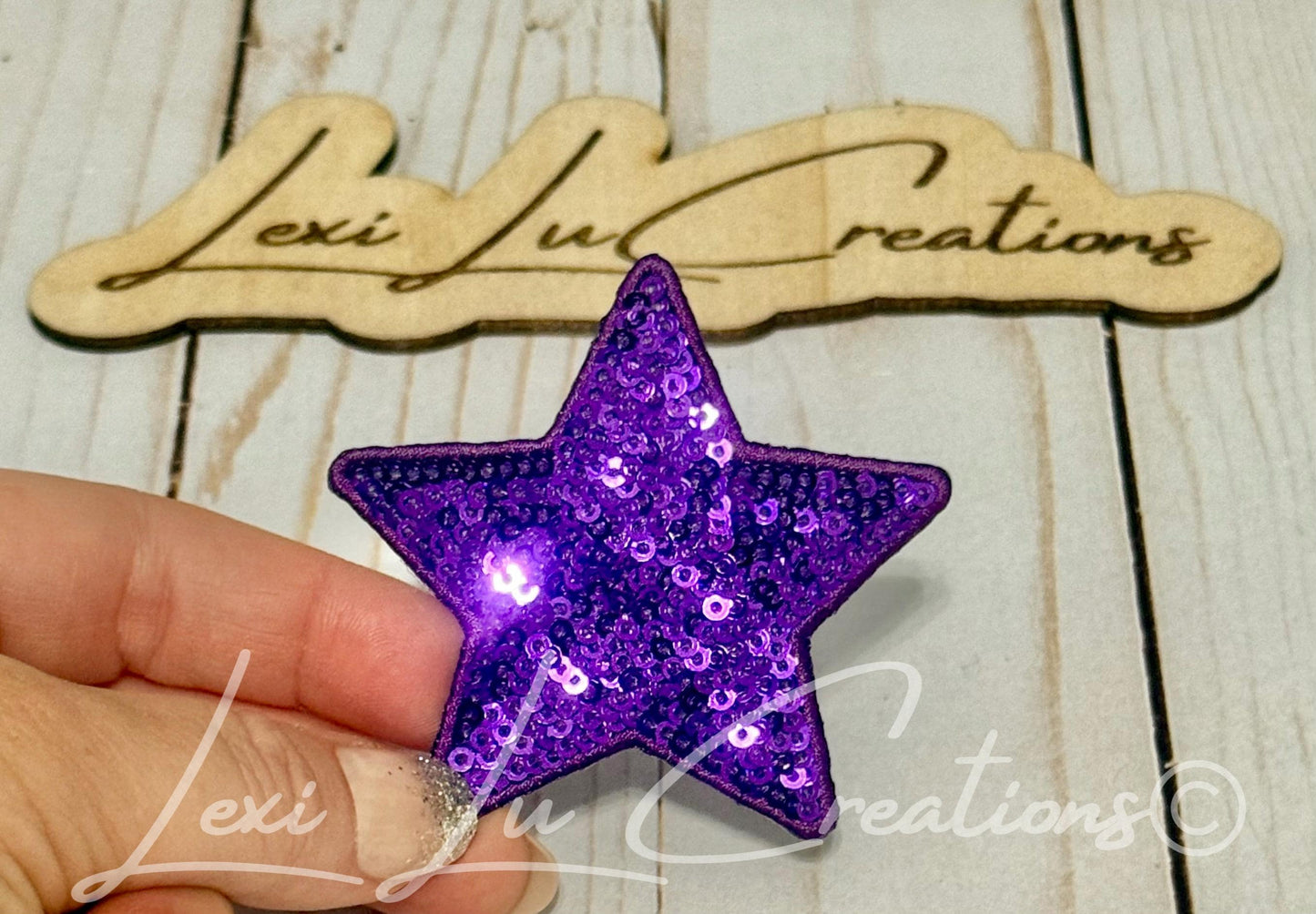 Purple Sequin Star Patch | Small and Large Star Appliqué | Boutique Patch for Hats Jackets and Bags