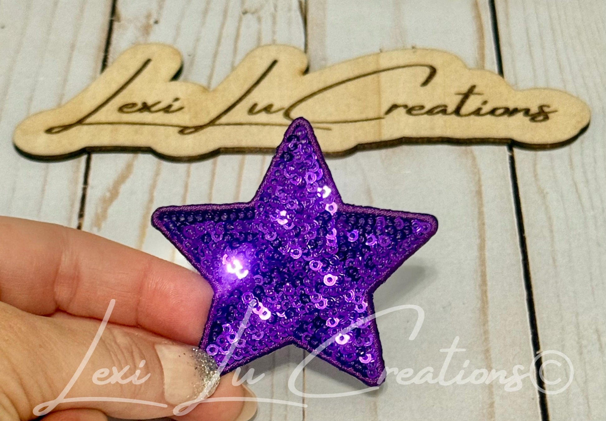 Purple Sequin Star Patch | Small and Large Star Appliqué | Boutique Patch for Hats Jackets and Bags