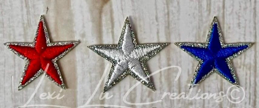 Patriotic Star Patch | Red White Blue Iron-On Patch | Americana Star Appliqué | Fourth of July Patch | Small Glitter Star Patch