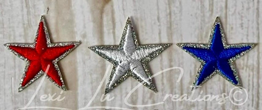 Patriotic Star Patch | Red White Blue Iron-On Patch | Americana Star Appliqué | Fourth of July Patch | Small Glitter Star Patch
