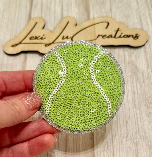 Sequin Tennis Ball Patch | Glitter Tennis Iron-On Patch | Tennis Mom Patch | Sports Appliqué | Game Day Patch for Hats & Jackets