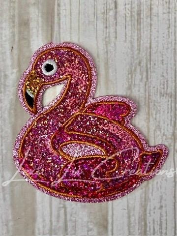Pink Flamingo Floatie Patch | Glitter Pool Float Iron-On Patch | Summer Sequin Appliqué | Beach Patch for Hats & Bags