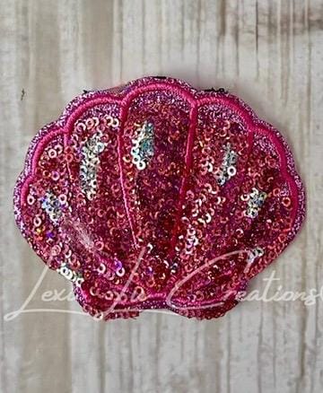 Pink Sequin Seashell Patch | Glitter Shell Iron-On Patch | Coastal Beach Appliqué | Mermaid Patch for Hats & Bags