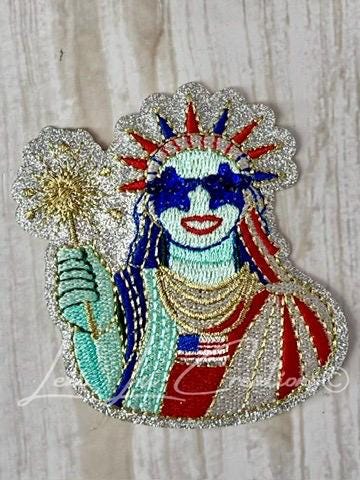 Patriotic Statue of Liberty Patch | Lady Liberty Iron-On Patch | Americana Glitter Appliqué | Fourth of July Patch | USA Patch