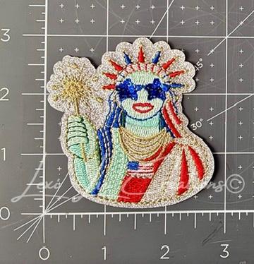 Patriotic Statue of Liberty Patch | Lady Liberty Iron-On Patch | Americana Glitter Appliqué | Fourth of July Patch | USA Patch