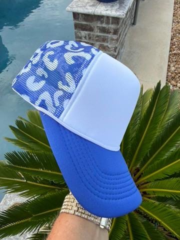 Royal Blue Leopard Trucker Hat | Boutique Mesh Snapback Hat | Blue Leopard Print Hat | Women's Trucker Cap | Blank Patch Hat