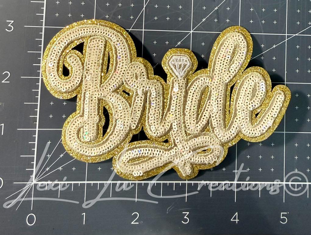 Bride Sequin Patch with Diamond Ring | Bridal Shower Patch | Bachelorette Party Patch | Wedding Patch | Bride-to-Be Patch