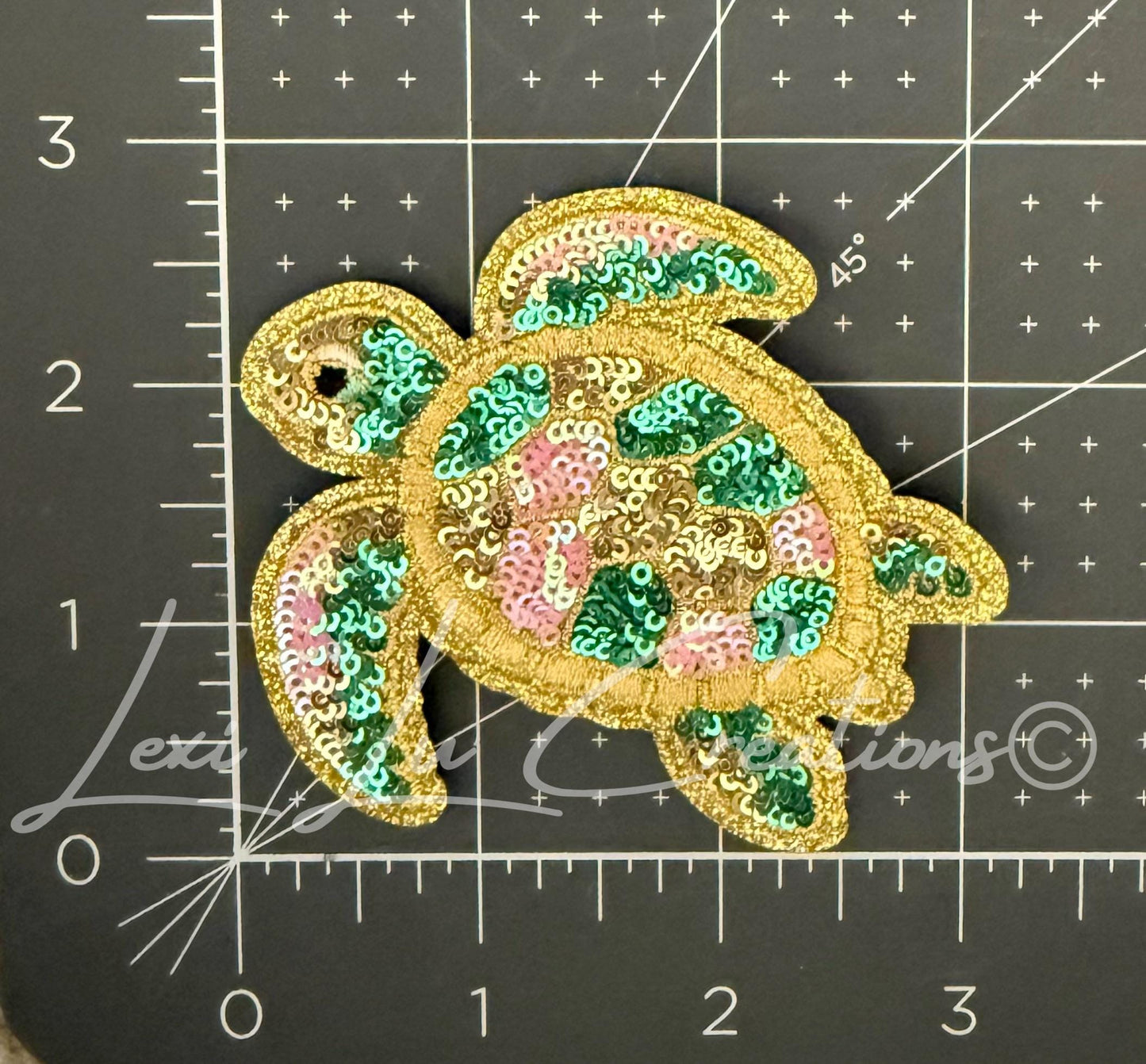 Sea Turtle Sequin Patch | Coastal Turtle Patch | Beach Turtle Applique | Ocean Life Patch | Iron On Sequin Patch | Summer Beach Patch
