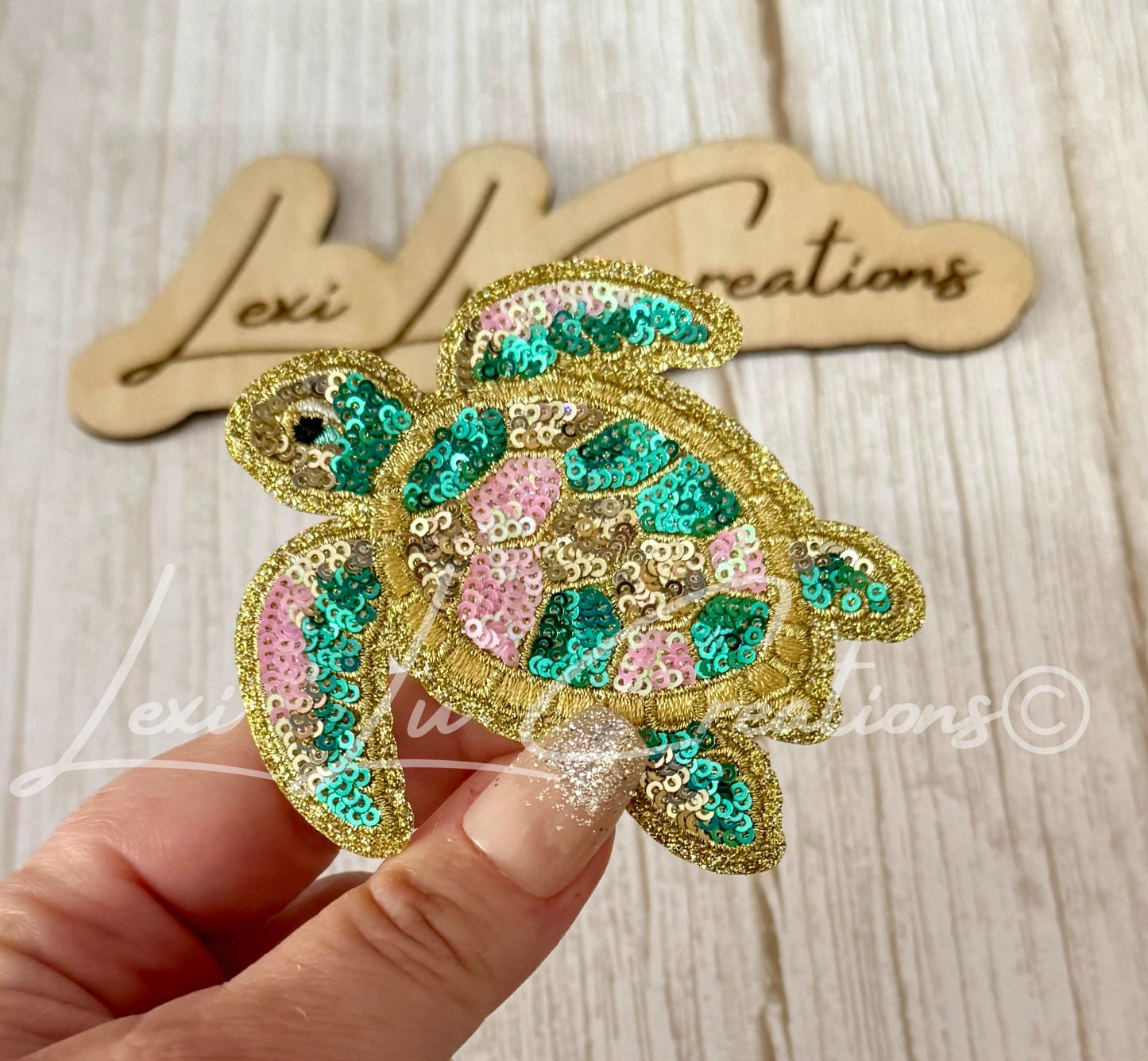 Sea Turtle Sequin Patch | Coastal Turtle Patch | Beach Turtle Applique | Ocean Life Patch | Iron On Sequin Patch | Summer Beach Patch
