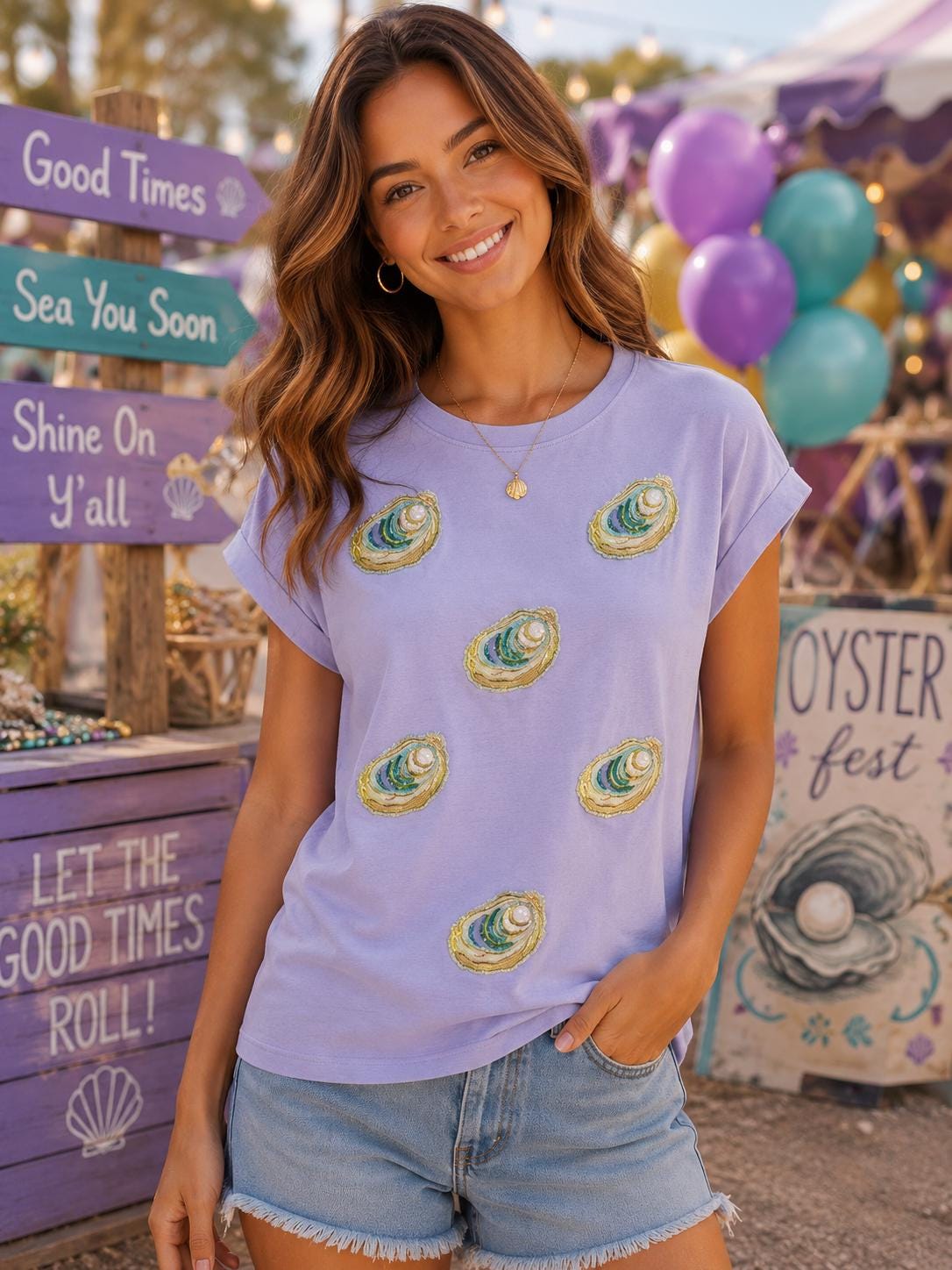 Oyster Patch Sequin Collage Shirt