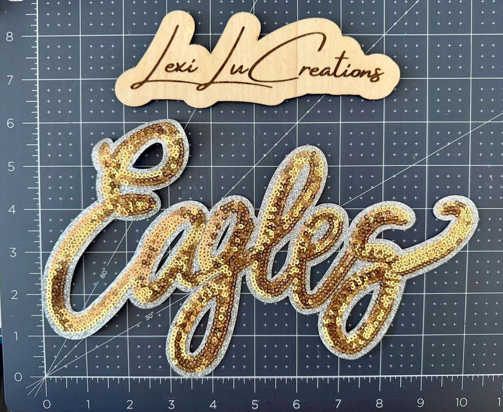 Eagles Iron On Patch | Gold and Silver Sequin Patch