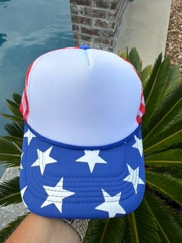 Patriotic Trucker Hat | Red White & Blue Stars and Stripes Hat | Americana Foam Mesh Cap | Fourth of July Hat | USA Flag Hat