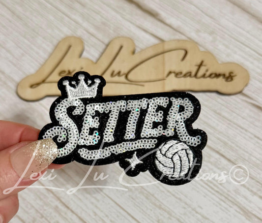 Setter Volleyball Sequin Patch | Volleyball Hat Patch | Volleyball Mom Patch | Volleyball Player Gift | Trucker Hat Patch