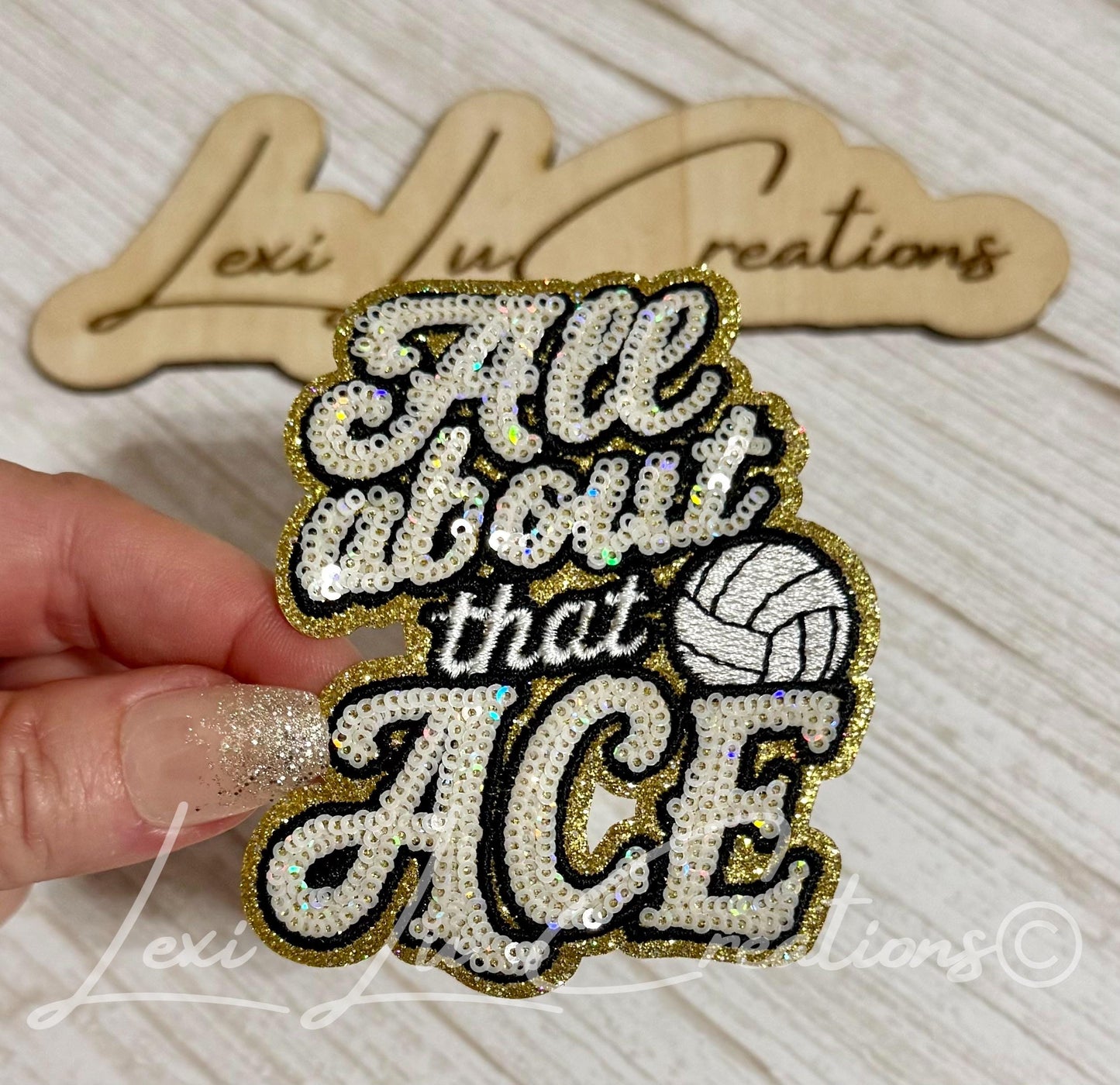 All About That Ace Sequin Volleyball Patch | Volleyball Hat Patch | Volleyball Player Gift | Volleyball Mom Patch | Trucker Hat Patch