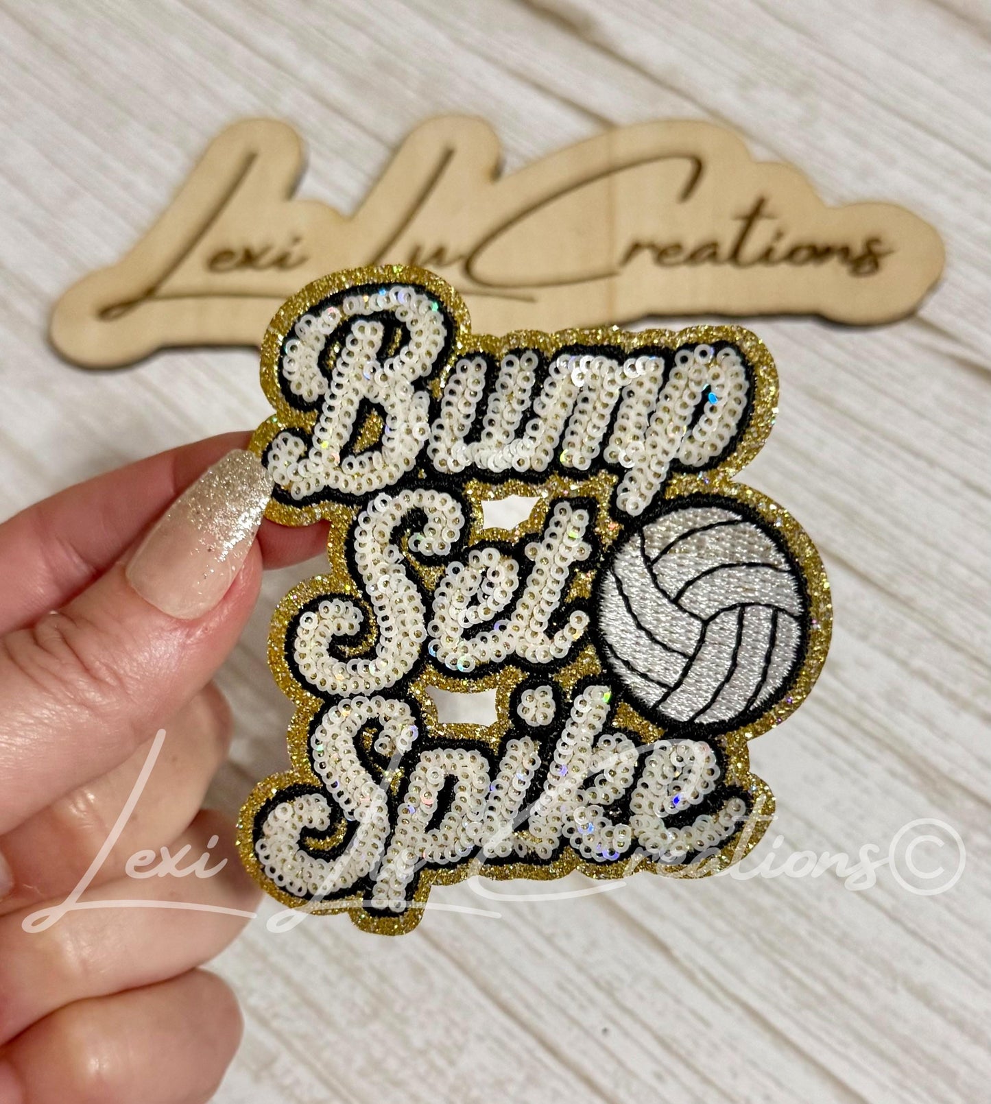 Bump Set Spike Volleyball Sequin Patch | Volleyball Hat Patch | Volleyball Player Gift | Volleyball Mom Patch | Trucker Hat Patch