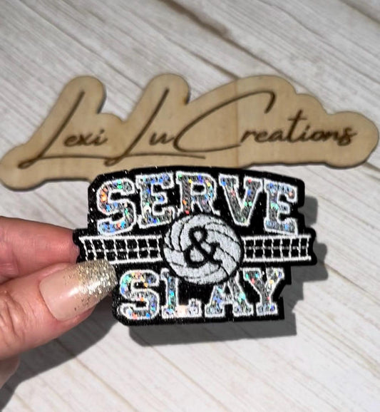 Serve & Slay Volleyball Sequin Patch | Volleyball Hat Patch | Volleyball Player Gift | Volleyball Mom Patch | Trucker Hat Patch