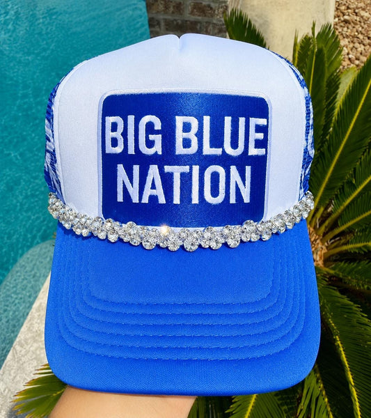 Big Blue Nation Trucker Hat | Kentucky Wildcats Hat | UK Fan Hat | Rhinestone Hat Chain | Game Day Hat | Kentucky Spirit Wear